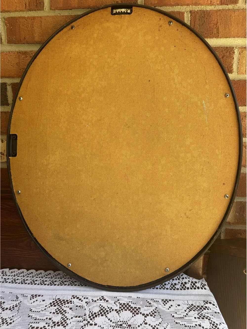 Vintage Oval Gold Tone Frame with Cottage Landscape Painting
